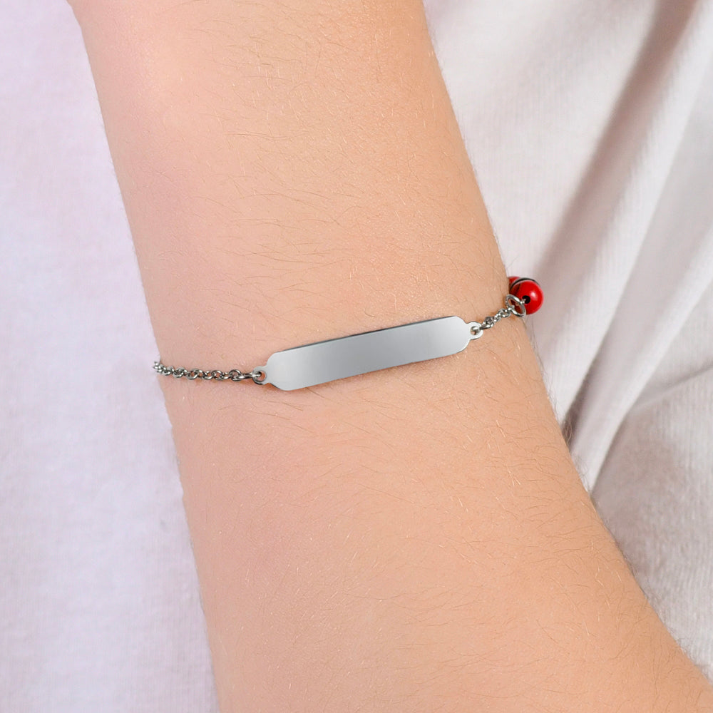 BRACELET POUR ENFANTS EN ACIER AVEC PIERRES ROUGES ET NOIRES Luca Barra