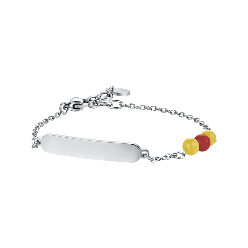 BRACELET D'ENFANT EN ACIER AVEC PIERRES JAUNES ET ROUGES Luca Barra