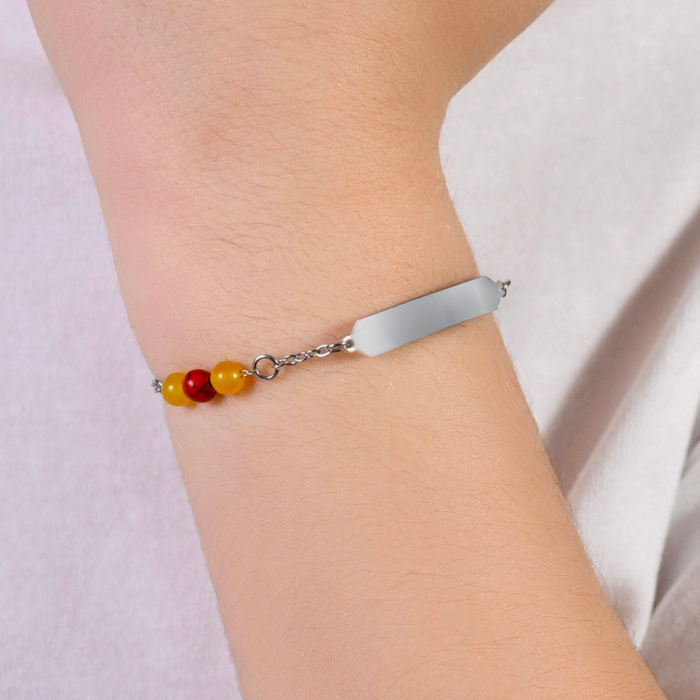 BRACELET D'ENFANT EN ACIER AVEC PIERRES JAUNES ET ROUGES Luca Barra