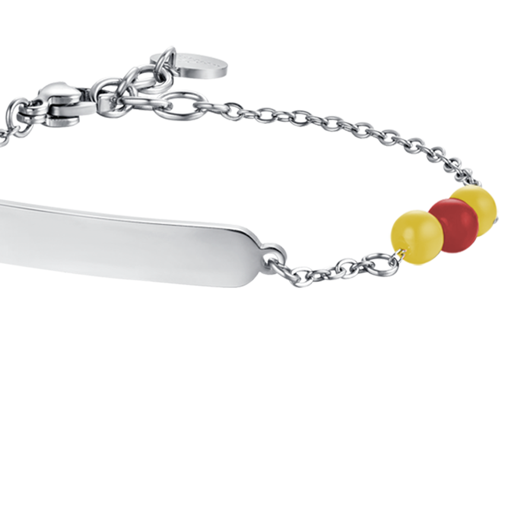 BRACELET BÉBÉ EN ACIER AVEC PIERRES JAUNES ET ROUGES
