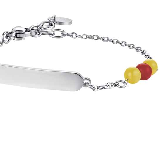 BRACELET BÉBÉ EN ACIER AVEC PIERRES JAUNES ET ROUGES