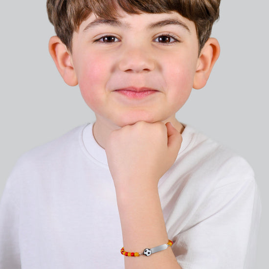 BRACELET D'ENFANT EN ACIER AVEC PIERRES ROUGES ET JAUNES Luca Barra