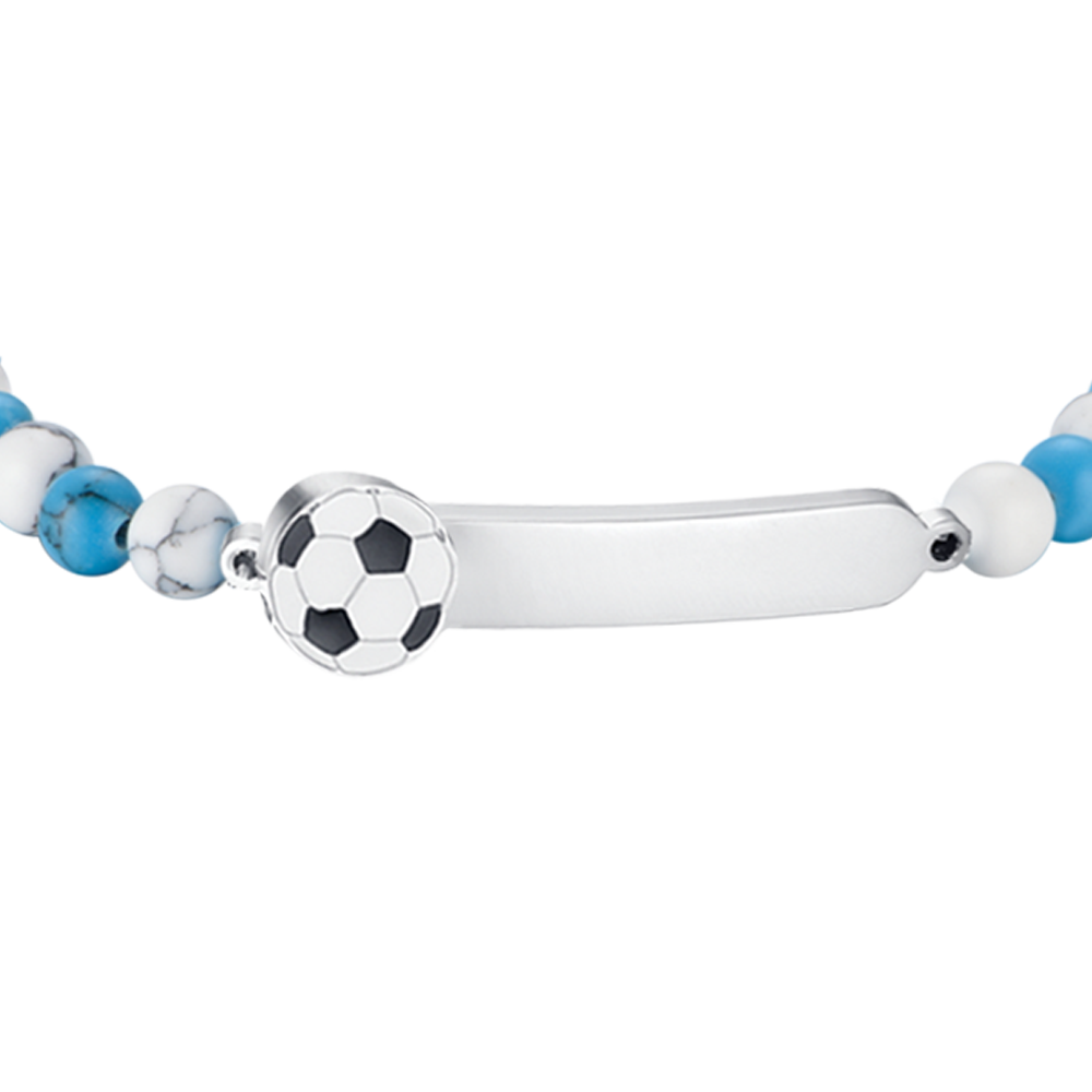 BRACELET BÉBÉ EN ACIER AVEC PIERRES BLEUES ET BLANCHES