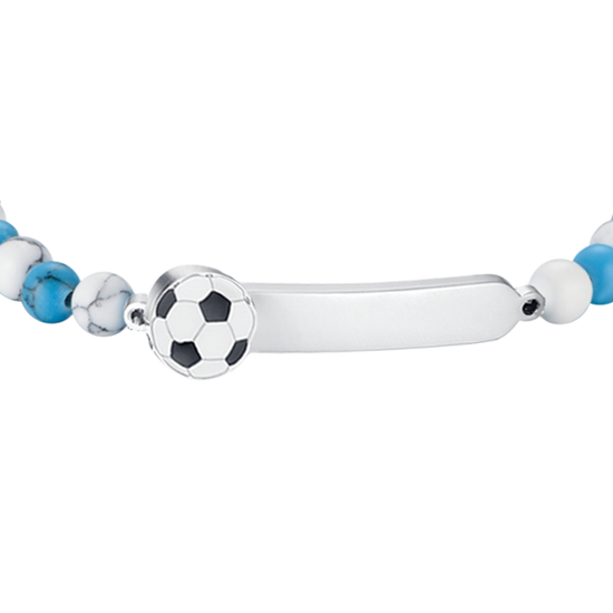 BRACELET BÉBÉ EN ACIER AVEC PIERRES BLEUES ET BLANCHES