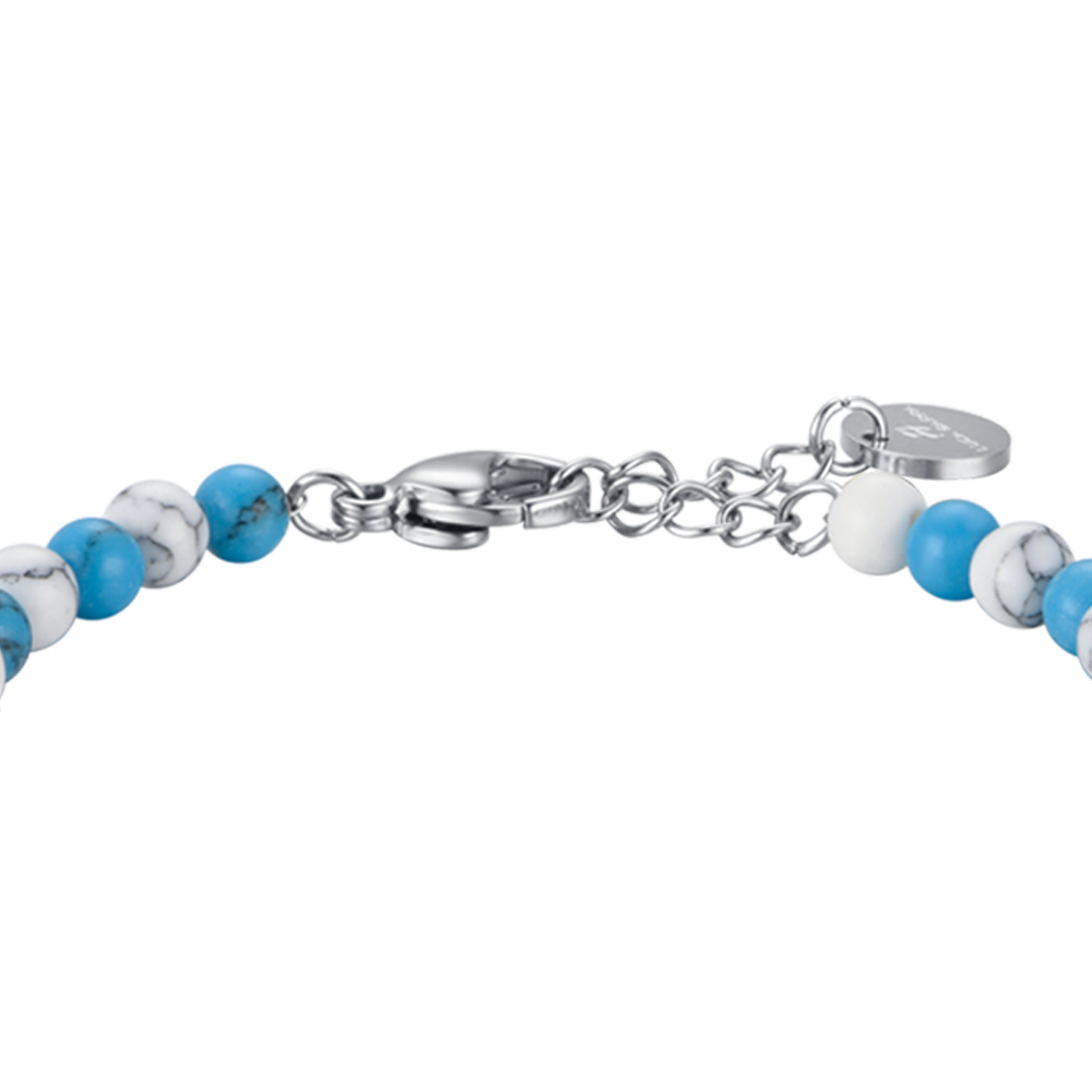 BRACELET BÉBÉ EN ACIER AVEC PIERRES BLEUES ET BLANCHES