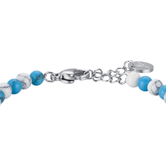 BRACELET BÉBÉ EN ACIER AVEC PIERRES BLEUES ET BLANCHES