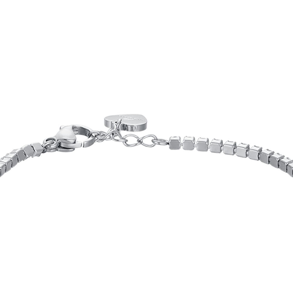 BRACELET DE TENNIS EN ACIER POUR FILLE AVEC CRISTAUX BLANCS ET COEUR