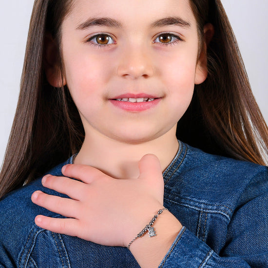 BRACELET BÉBÉ OURS EN ACIER AVEC CRISTAUX BLANCS