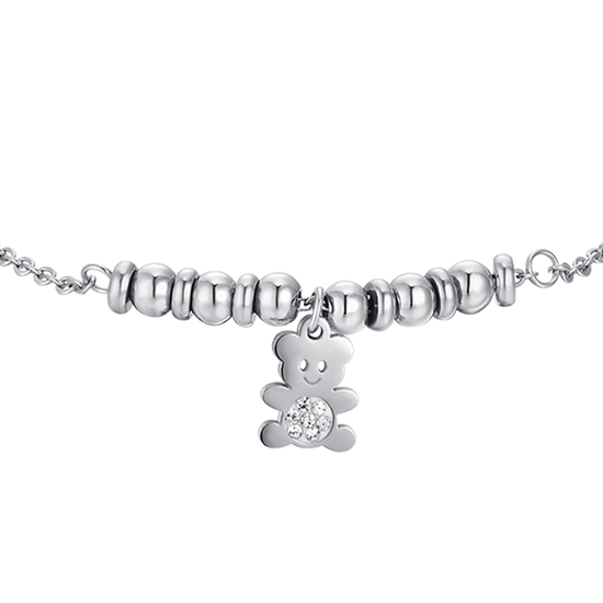 BRACELET BÉBÉ OURS EN ACIER AVEC CRISTAUX BLANCS