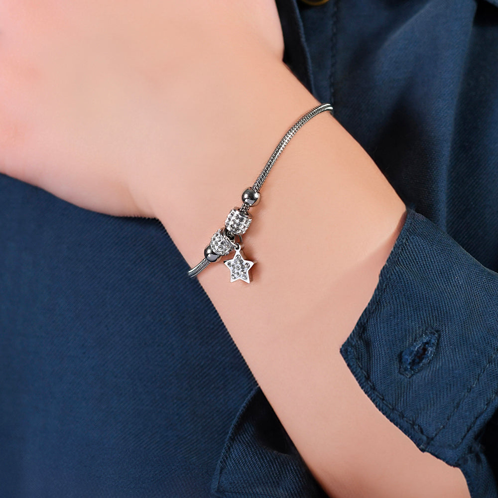 BRACELET ENFANT EN ACIER AVEC ÉTOILE AVEC CRISTAUX BLANCS Luca Barra