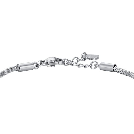 BRACELET FILLE EN ACIER AVEC TRÈFLE À QUATRE FEUILLES AVEC CRISTAUX BLANCS