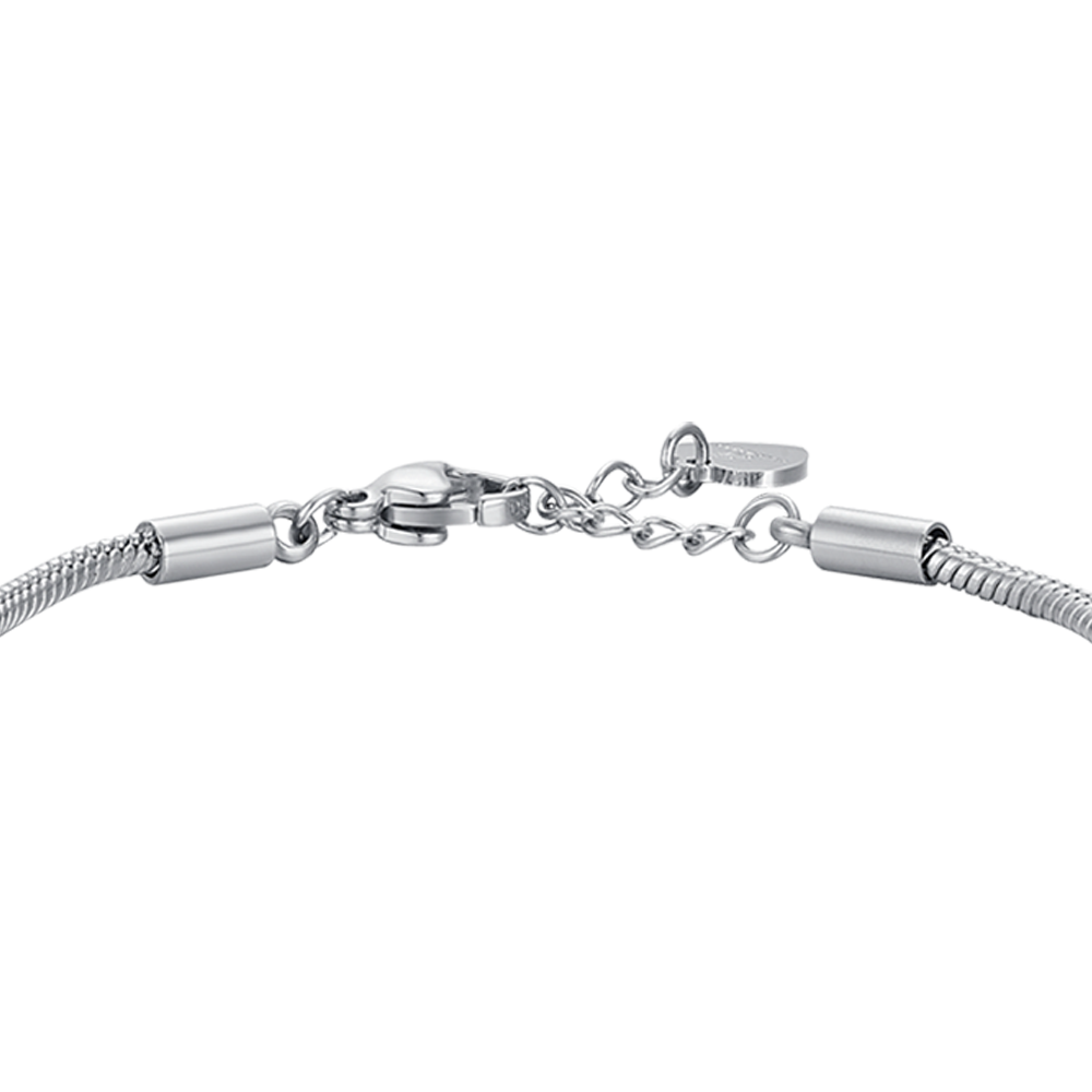 BRACELET FILLE EN ACIER AVEC COCCINELLE ET CRISTAUX BLANCS