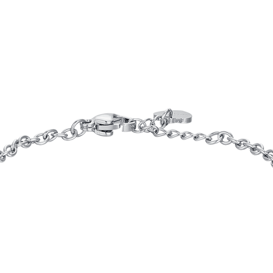 BRACELET FLEUR EN ACIER AVEC ÉMAIL ROSE ET BLANC ET CRISTAL