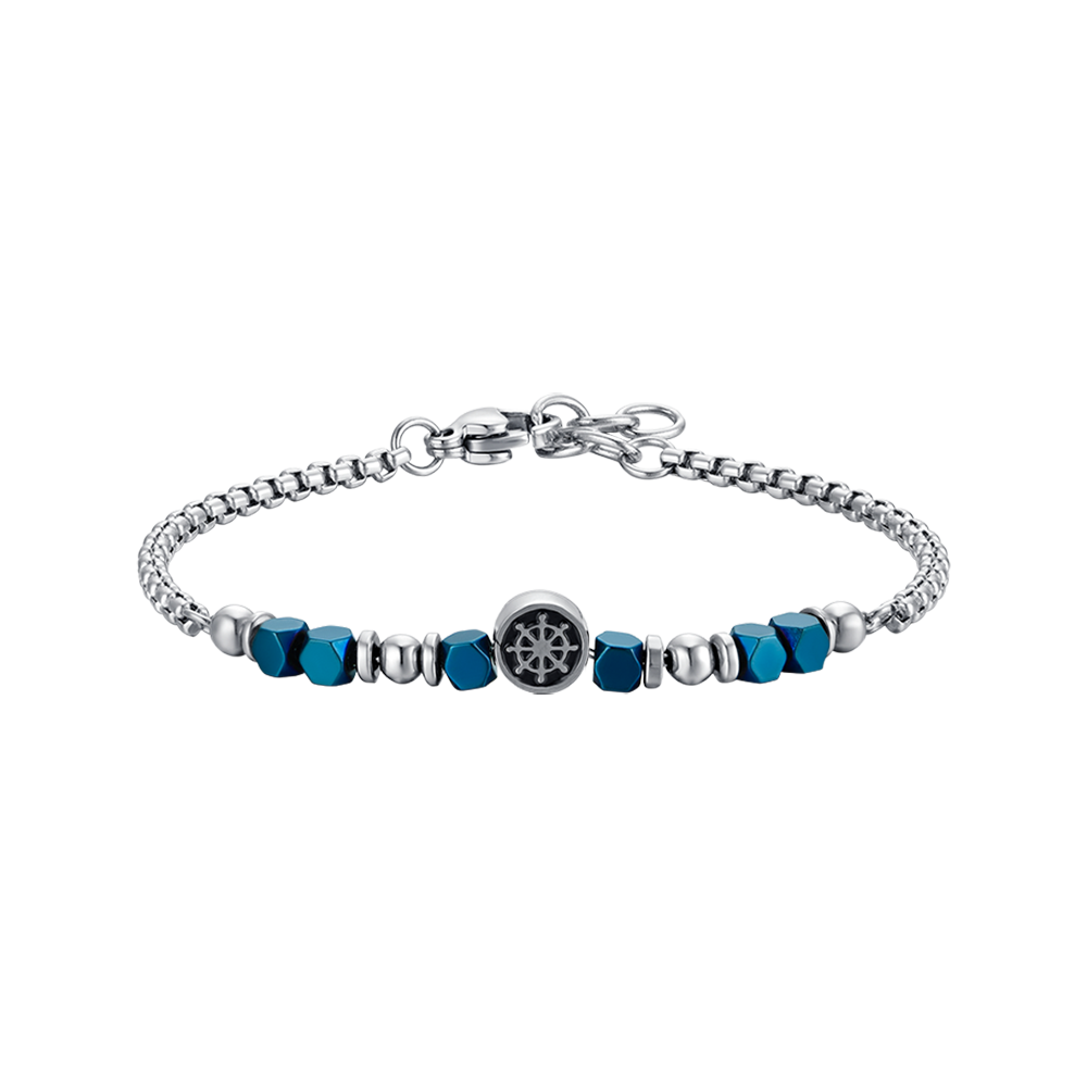 BRACCIALE BAMBINO IN ACCIAIO CON EMATITE BLU E TIMONE Luca Barra