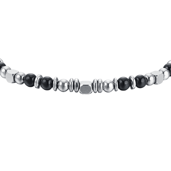 BRACELET BÉBÉ EN ACIER AVEC PIERRES NOIRES ET GRISES