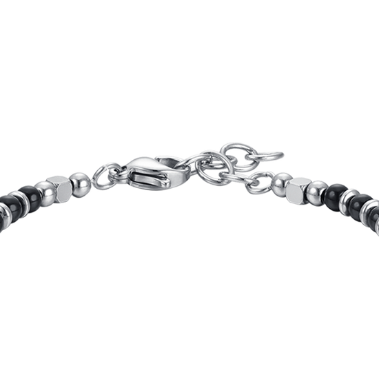 BRACELET BÉBÉ EN ACIER AVEC PIERRES NOIRES ET GRISES