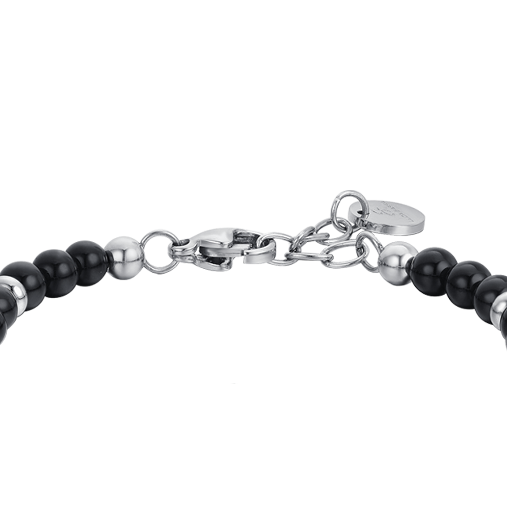 BRACELET BÉBÉ ANCRE EN ACIER AVEC PIERRES NOIRES