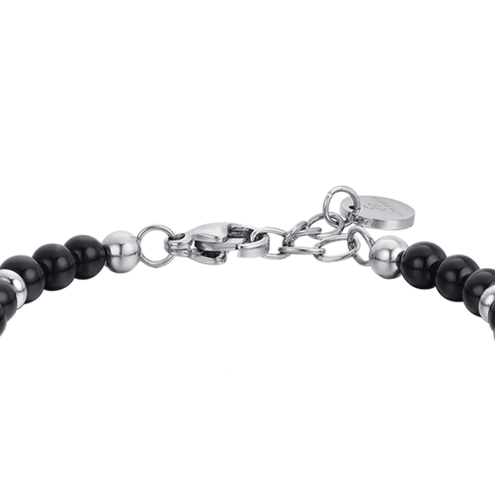 BRACELET BÉBÉ ANCRE EN ACIER AVEC PIERRES NOIRES