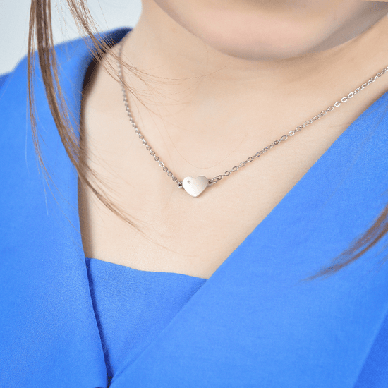 COLLIER FILLE ACIER AVEC COEUR