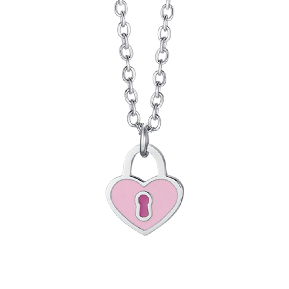 COLLIER EN ACIER POUR FILLE AVEC UN CŒUR EN FORME DE CADENAS
