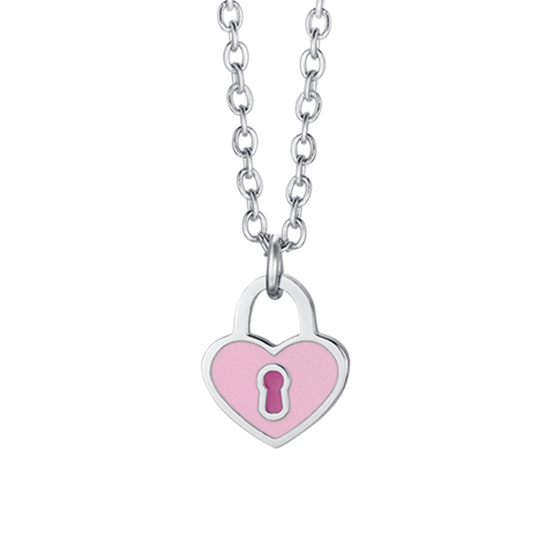 COLLIER EN ACIER POUR FILLE AVEC UN CŒUR EN FORME DE CADENAS