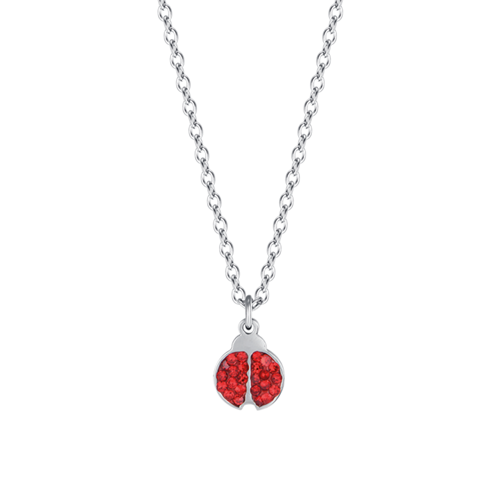 COLLIER D'ENFANT EN ACIER AVEC COCCINELLE ET CRISTAUX ROUGES Luca Barra