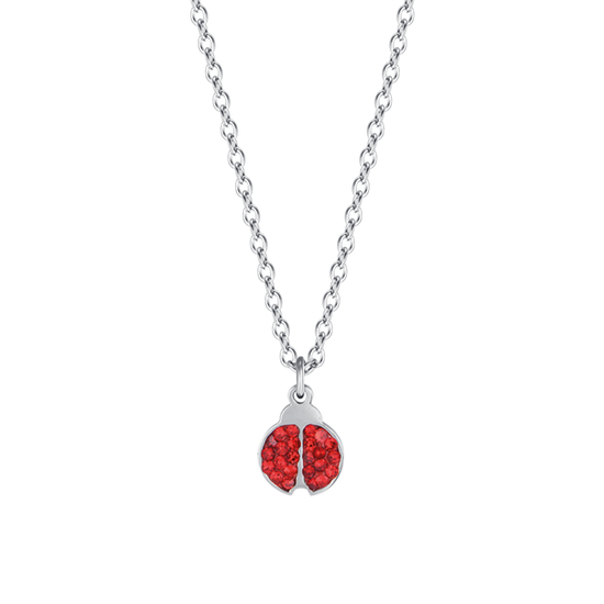 COLLIER D'ENFANT EN ACIER AVEC COCCINELLE ET CRISTAUX ROUGES Luca Barra