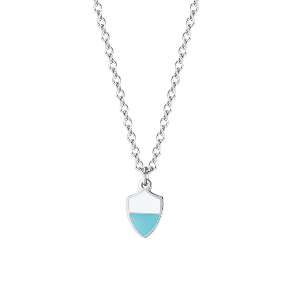 COLLIER POUR ENFANTS EN ACIER AVEC ENAMELAGE BLANC ET BLEU Luca Barra