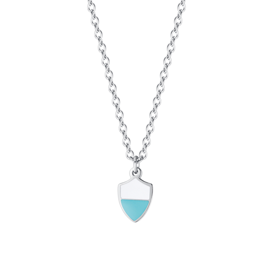 COLLIER POUR ENFANTS EN ACIER AVEC ENAMELAGE BLANC ET BLEU Luca Barra