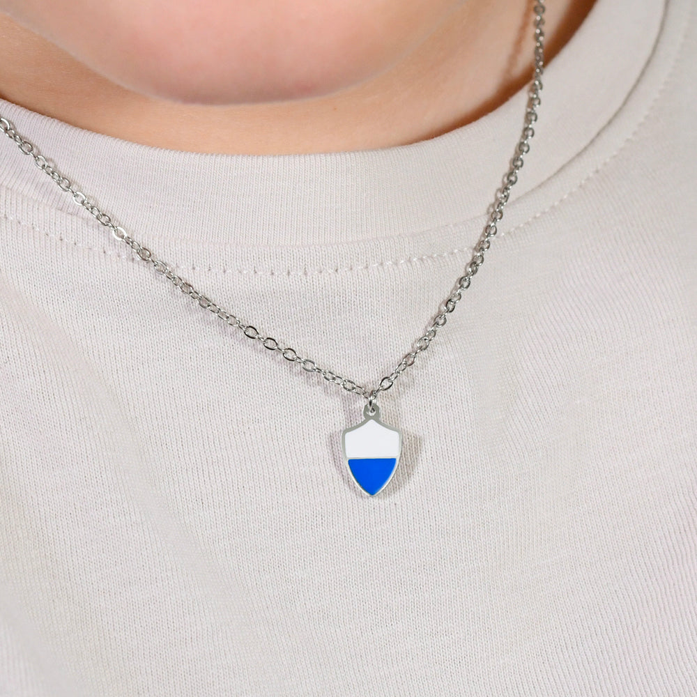 COLLIER POUR ENFANTS EN ACIER AVEC ENAMELAGE BLANC ET BLEU Luca Barra