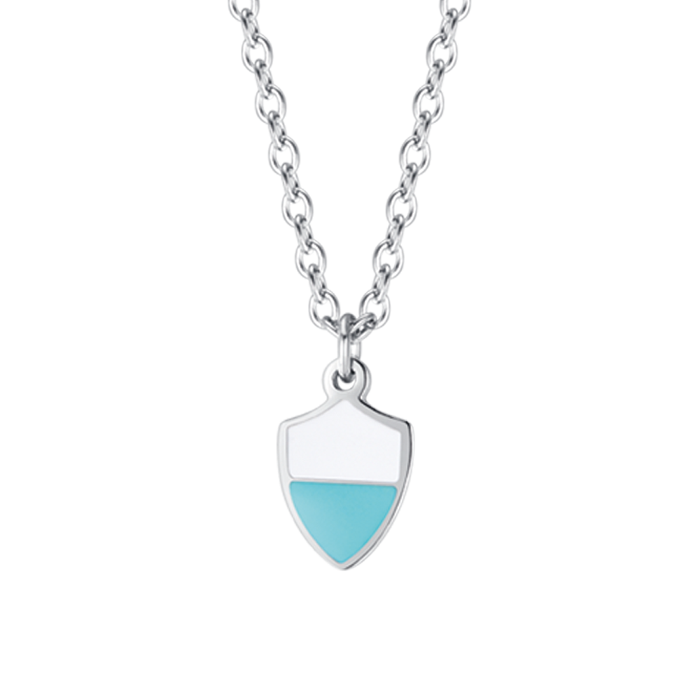 COLLIER ENFANT EN ACIER AVEC ÉMAIL BLANC ET BLEU