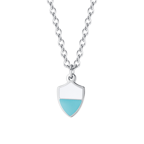 COLLIER ENFANT EN ACIER AVEC ÉMAIL BLANC ET BLEU