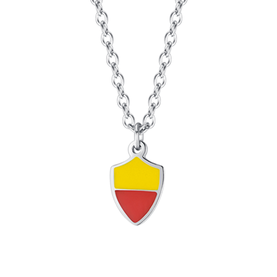 COLLIER ENFANT EN ACIER AVEC ÉMAIL JAUNE ET ROUGE
