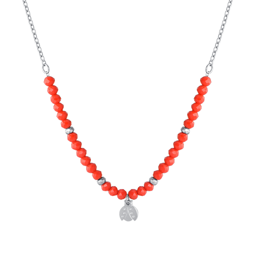 COLLIER D'ENFANT EN ACIER AVEC PIERRES ROUGES ET CERISES Luca Barra