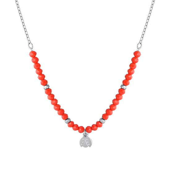 COLLIER D'ENFANT EN ACIER AVEC PIERRES ROUGES ET CERISES Luca Barra