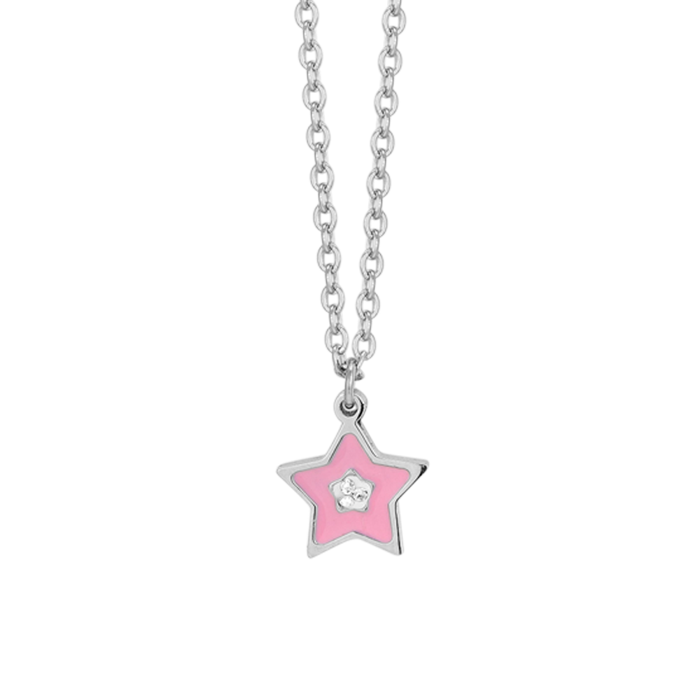 COLLANA BAMBINA IN ACCIAIO SMALTO ROSA