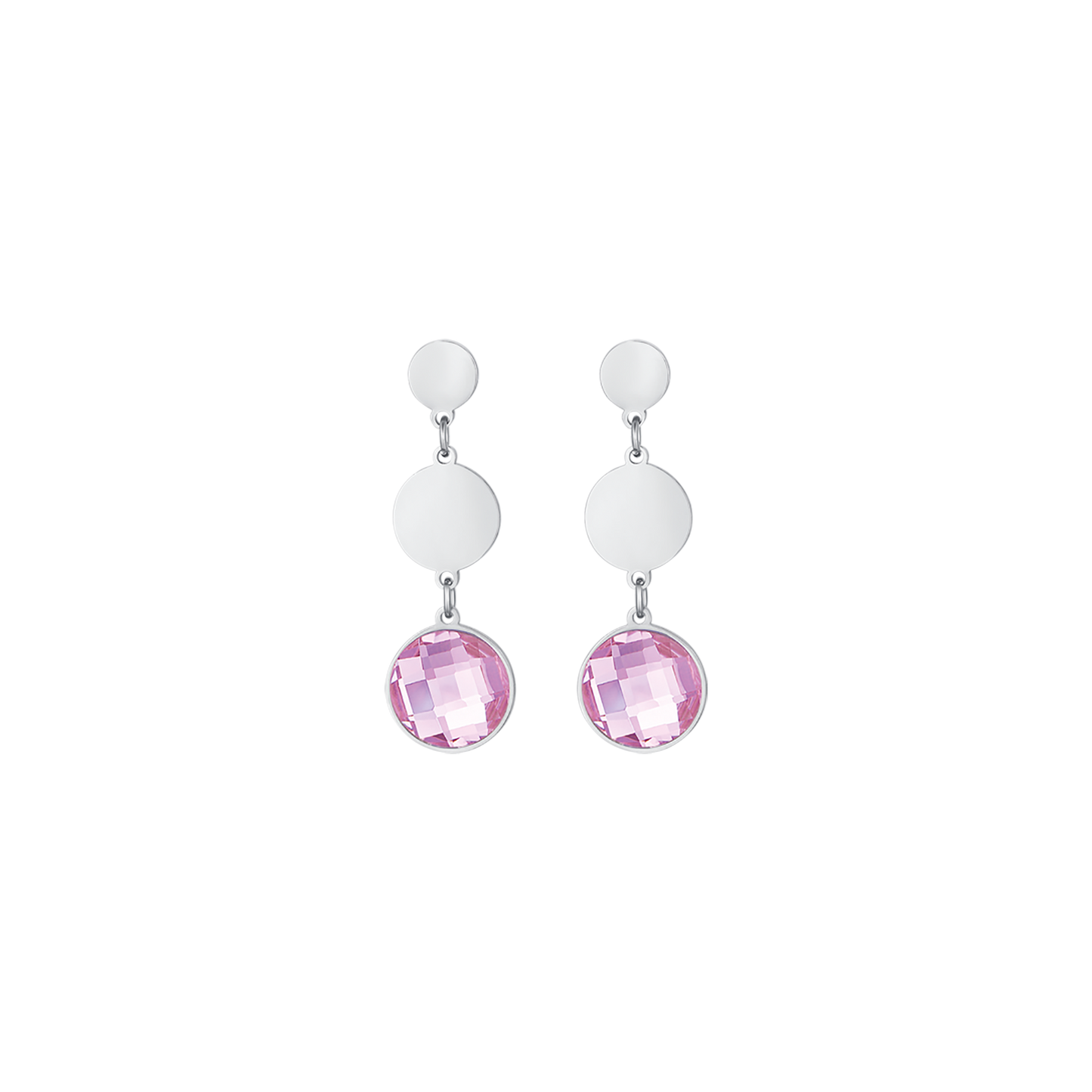 BOUCLES D'OREILLES EN ACIER AVEC PIERRES ROSE Luca Barra