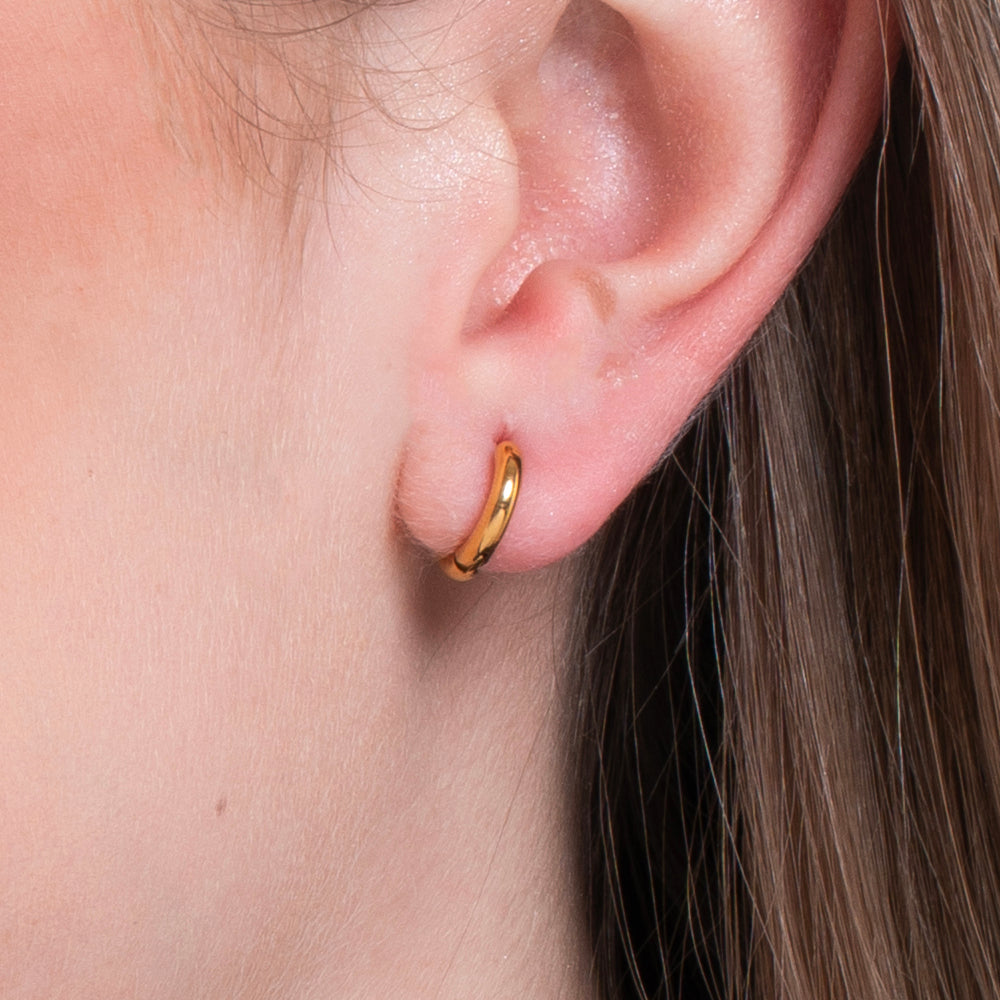 BOUCLES D'OREILLES CERCLÉES EN ACIER PLAQUÉ OR POUR FEMMES