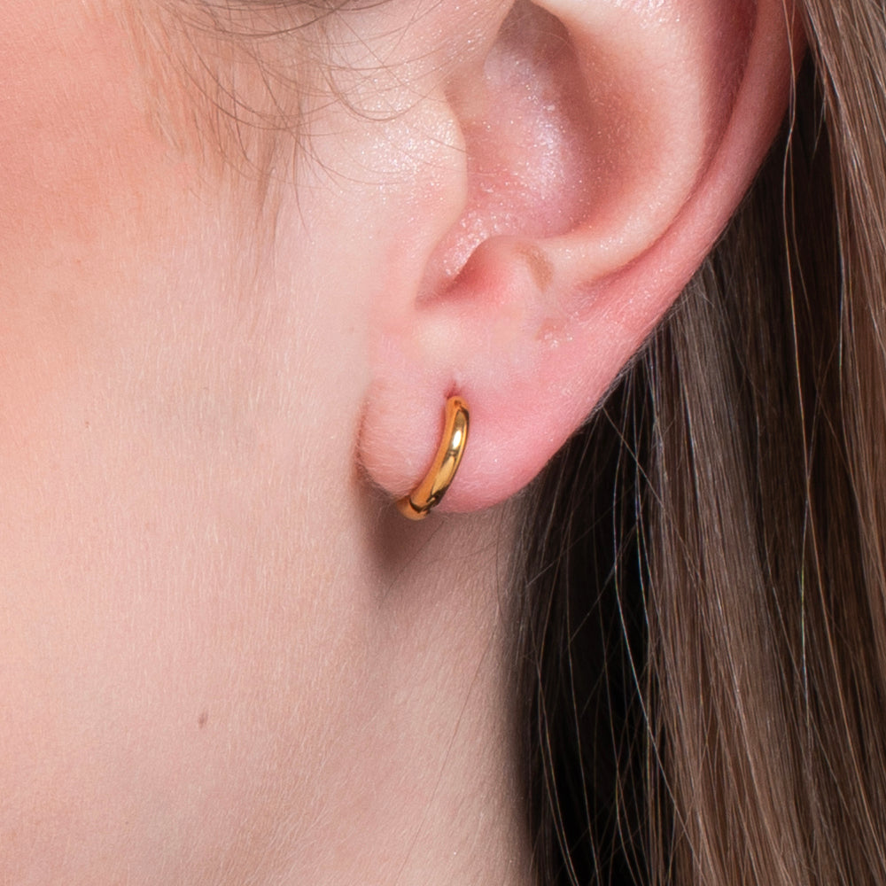 BOUCLES D'OREILLES EN ACIER PLAQUÉ OR DE 12 MM POUR FEMMES