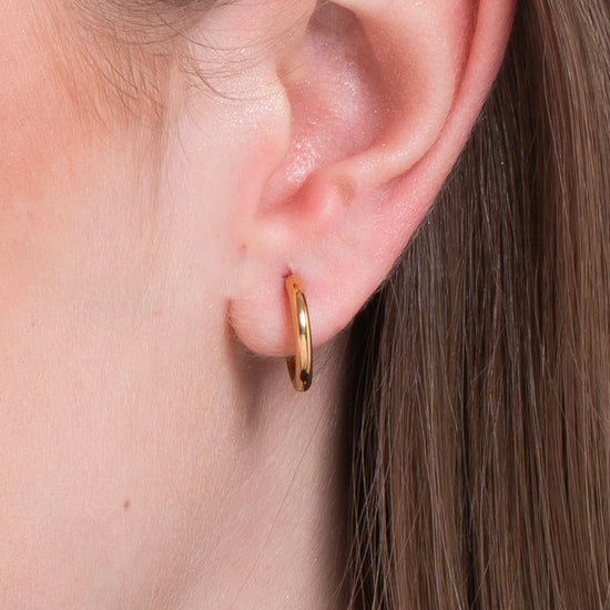 BOUCLES D'OREILLES EN ACIER PLAQUÉ OR 14 MM POUR FEMMES