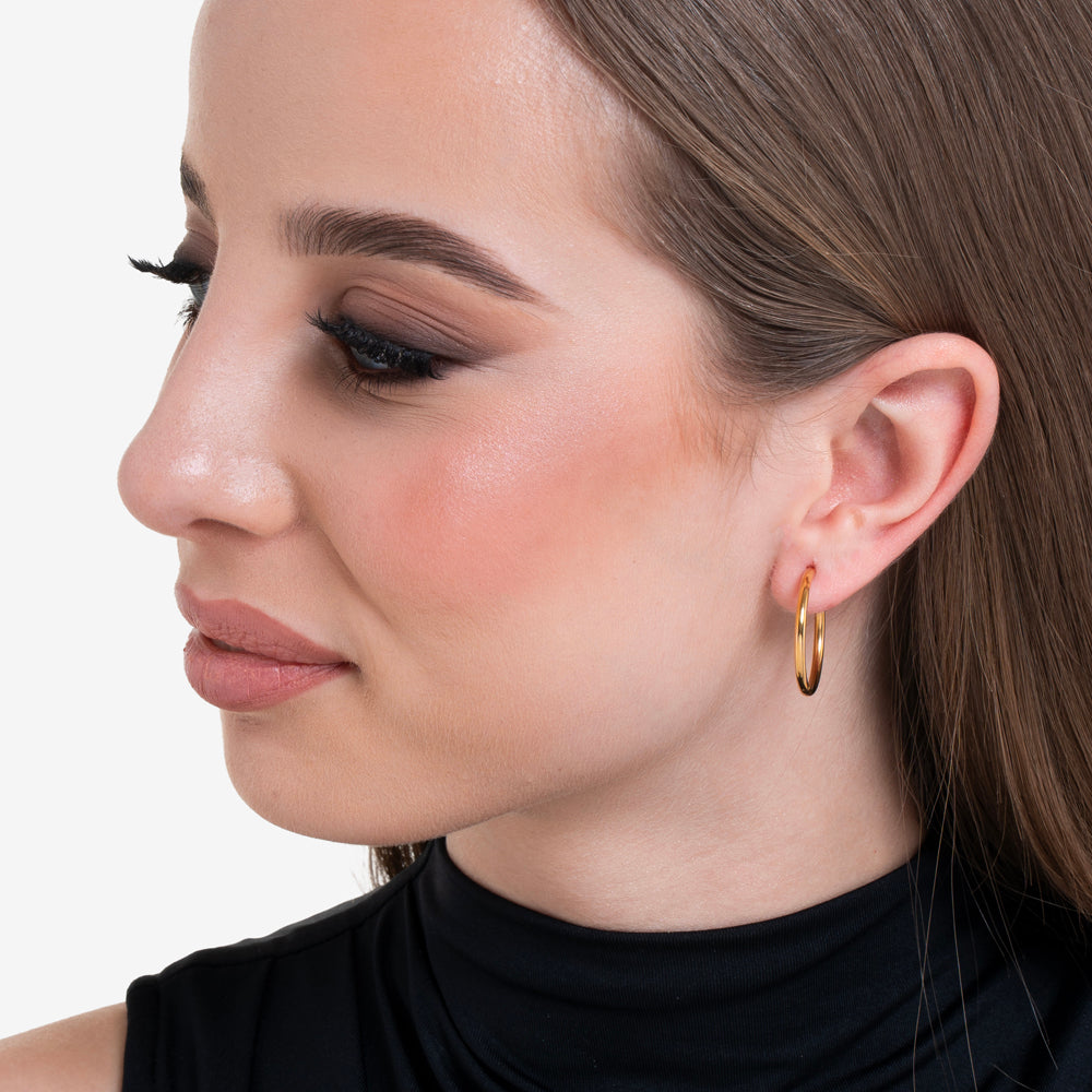 BOUCLES D'OREILLES CERCLÉES EN ACIER 24 MM POUR FEMMES
