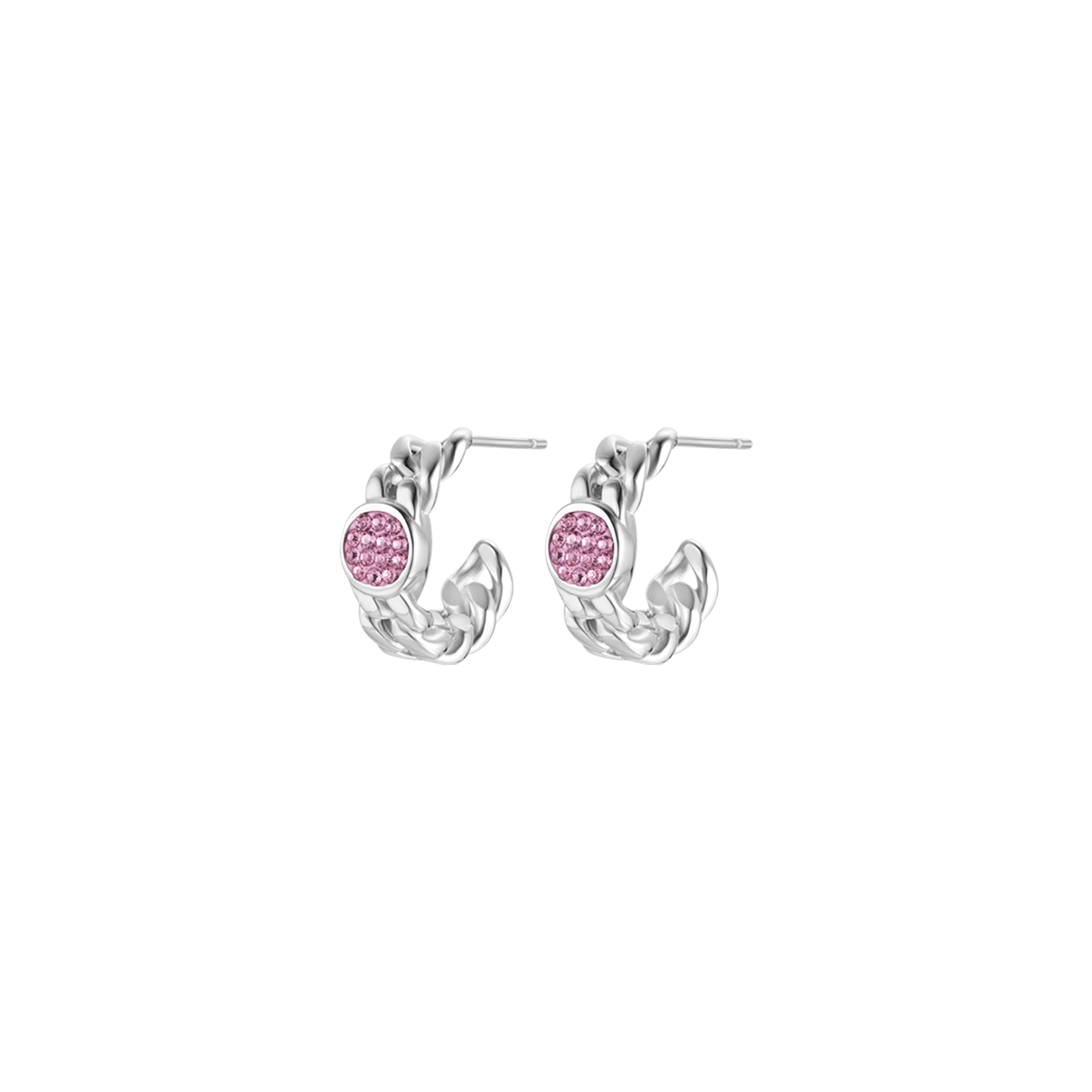 BOUCLES D'OREILLES EN ACIER POUR FEMMES AVEC CRISTAUX ROSES