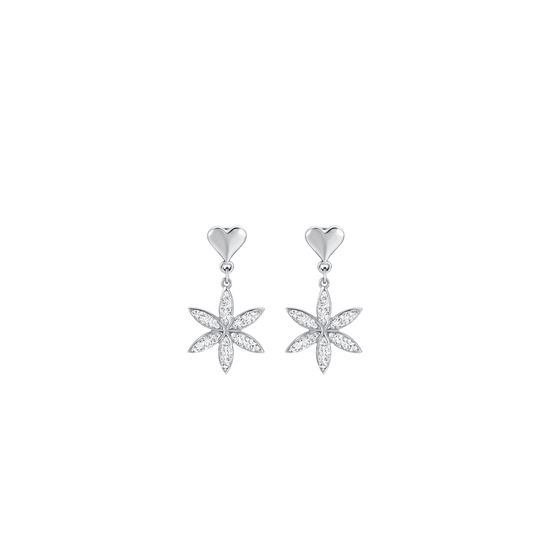 BOUCLES D'OREILLES EN ACIER POUR FEMME AVEC FLEUR DE VIE AVEC CRISTAUX BLANCS Luca Barra