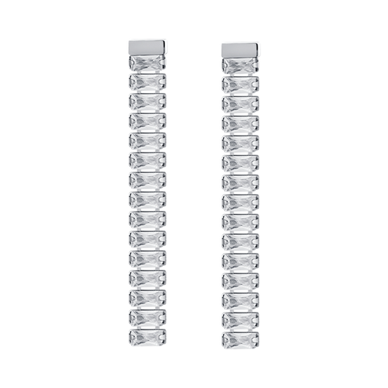 BOUCLES D'OREILLES FEMME EN ACIER AVEC ZIRCON CUBIQUE BLANC