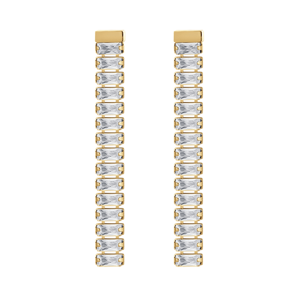 BOUCLES D'OREILLES FEMME EN ACIER AVEC ZIRCON CUBIQUE BLANC