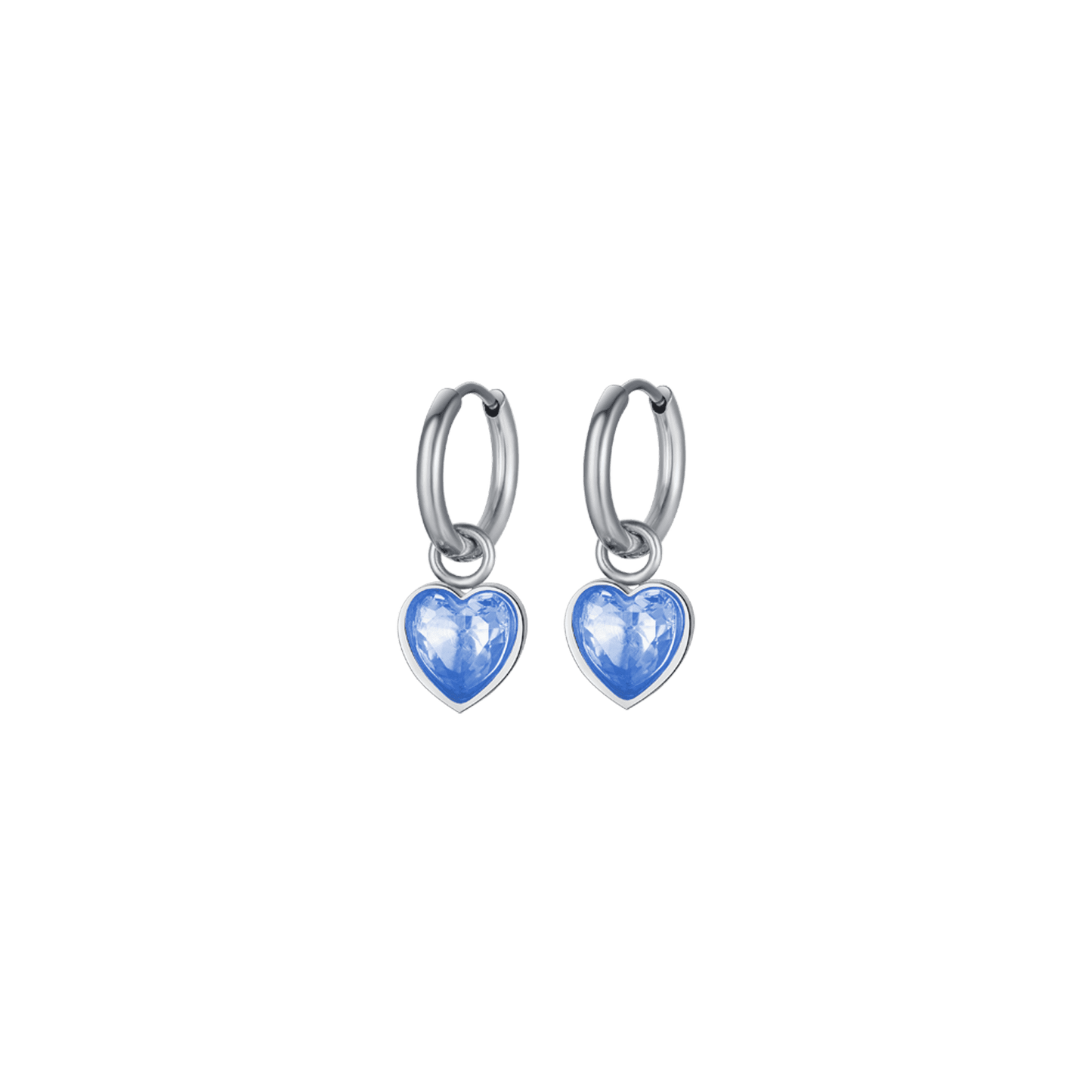 BOUCLES D'OREILLES POUR FEMMES EN ACIER AVEC DES POINTS DE CŒUR BLEUS Luca Barra