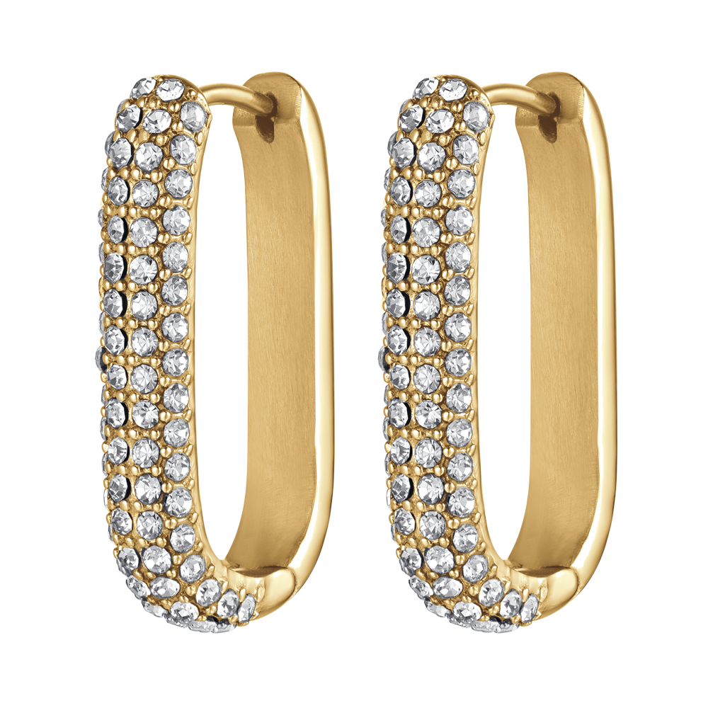 BOUCLES D'OREILLES POUR FEMMES EN ACIER INOXYDABLE AVEC CRISTAUX BLANCS