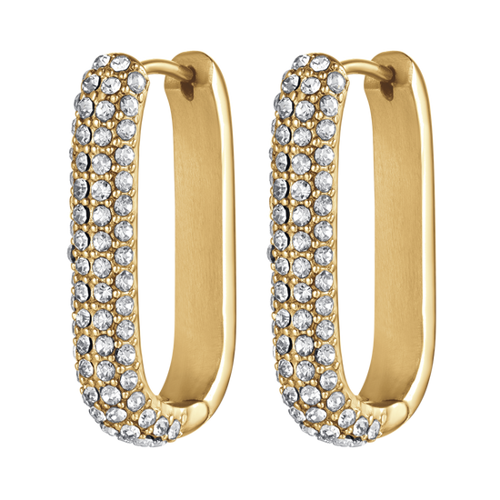 BOUCLES D'OREILLES POUR FEMMES EN ACIER INOXYDABLE AVEC CRISTAUX BLANCS