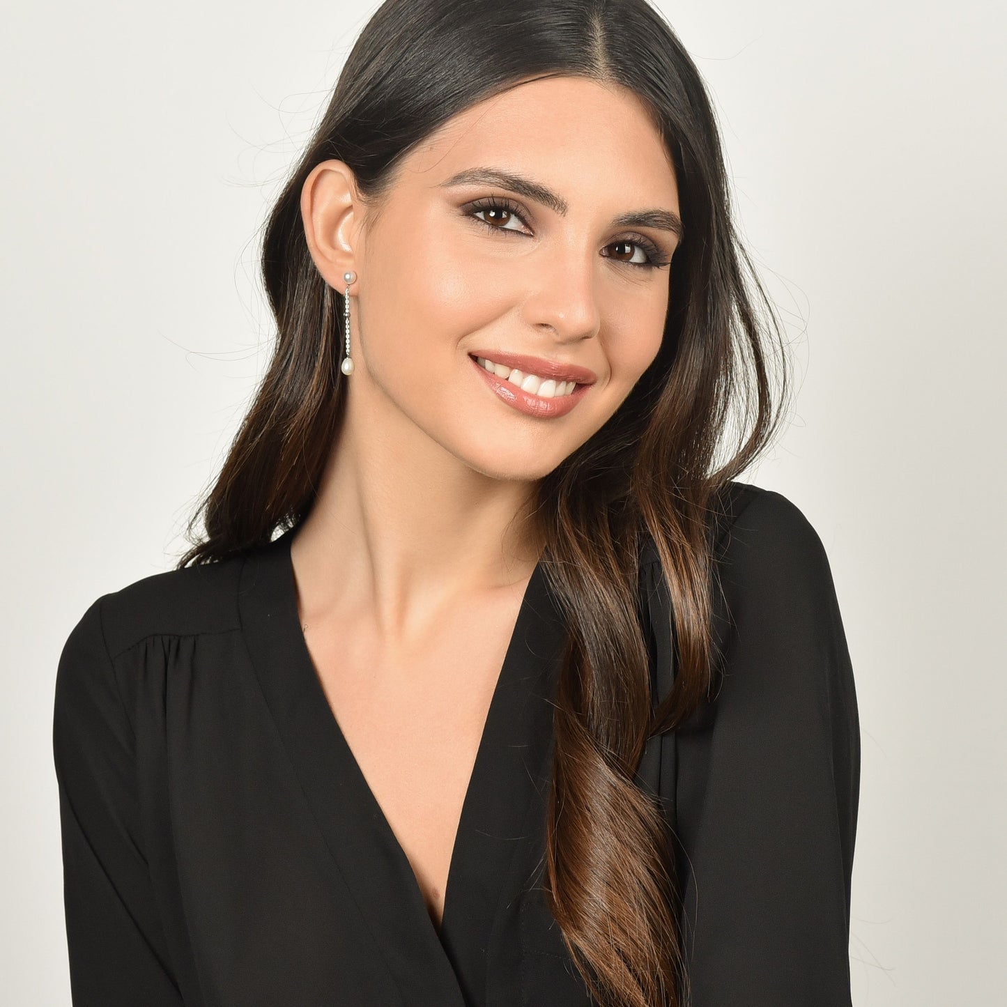 BOUCLES D'OREILLES EN ACIER AVEC PERLES POUR FEMMES