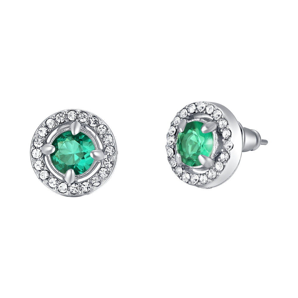 BOUCLES D'OREILLES POUR FEMMES EN ACIER ET ZIRCON CUBIQUE VERT
